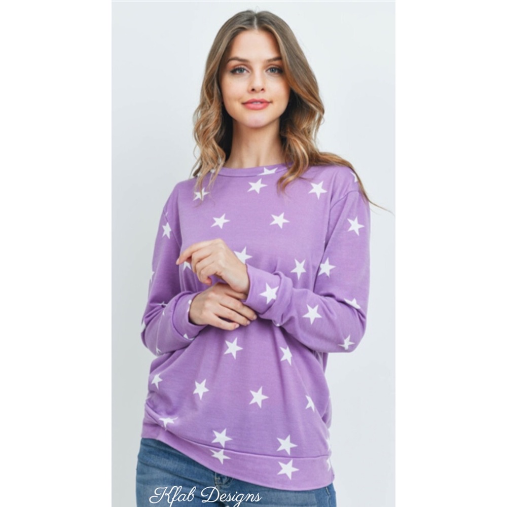 💜LAST 1! Lavender Super Soft Star Print Pullover! - Picture 1 of 5